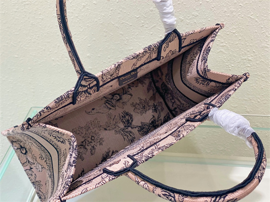 CD Medium Book Tote Jardin Botanique Embroidery Pink