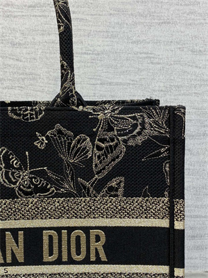 CD Medium Book Tote Toile de Jouy Mexico Embroidery Black and Gold Tone