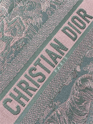 CD Medium Book Tote Toile de Jouy Embroidery Grey and Pink