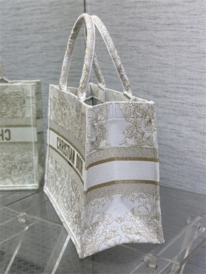 CD Medium Book Tote Butterfly Around The World Embroidery White and Gold Tone