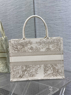 CD Medium Book Tote Jardin d’Hiver Embroidery White and Gold Tone