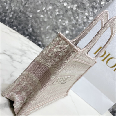 CD Mini Book Tote Macro Houndstooth Embroidery Pink