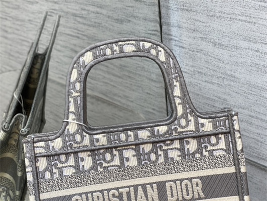 CD Mini Book Tote Grey Oblique Embroidery