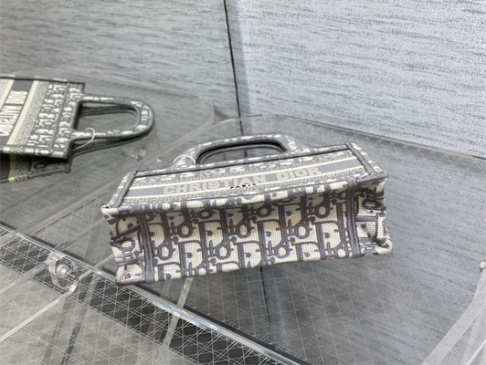 CD Mini Book Tote Grey Oblique Embroidery