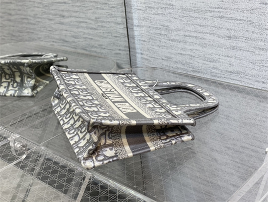 CD Mini Book Tote Grey Oblique Embroidery
