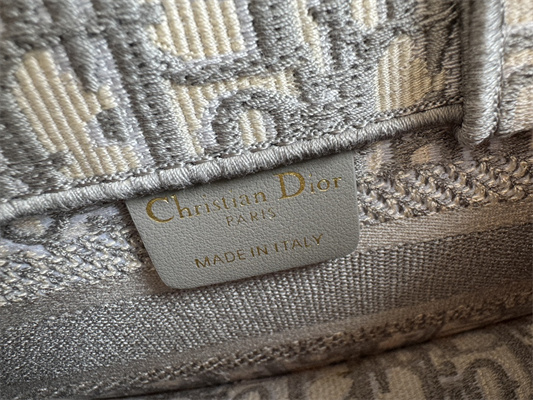 CD Mini Book Tote With Strap Grey Oblique Embroidery