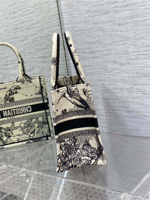 CD Small Book Tote Di.or Zodiac Embroidery Latte and Black