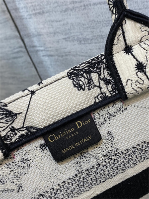 CD Small Book Tote Di.or Zodiac Embroidery Latte and Black