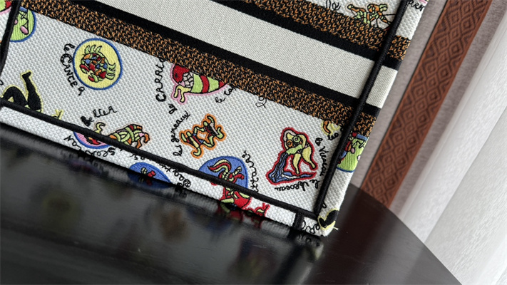 CD Small Book Tote Dragon Zodiac Embroidery White Multicolor