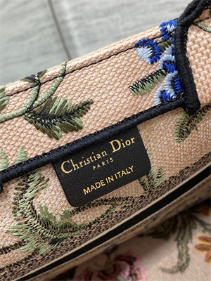 CD Small Book Tote Petites Fleurs Embroidery Nude Beige Multicolor