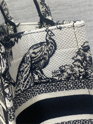 CD Small Book Tote Voyage Toile de Jouy Embroidery White and Black