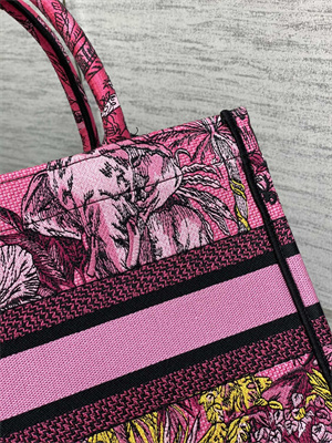 CD Small Book Tote Voyage Toile de Jouy Embroidery Pink Multicolor