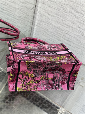 CD Small Book Tote Voyage Toile de Jouy Embroidery Pink Multicolor