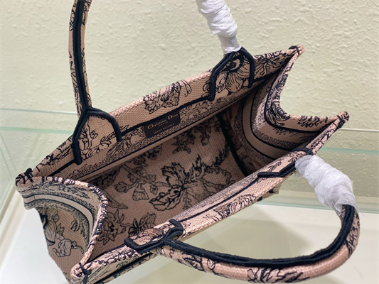 CD Small Book Tote Jardin Botanique Embroidery Pink