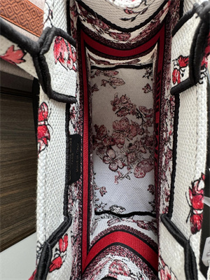 CD Small Book Tote Le Ceour des Papillons Embroidery White and Red