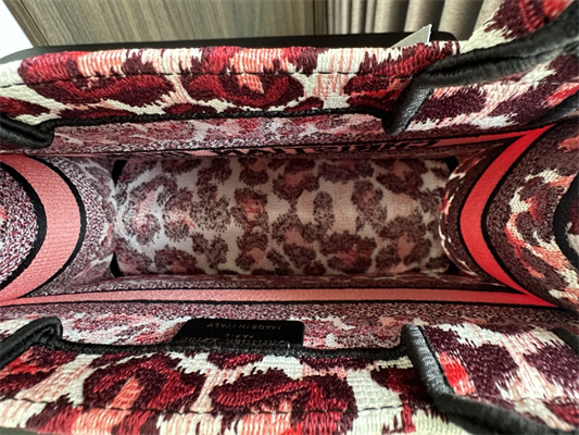 CD Small Book Tote Pink Multicolor Mizza Embroidery