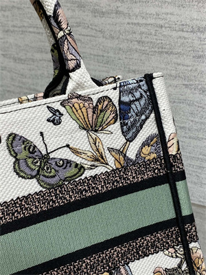 CD Small Book Tote Toile de Jouy Mexico Embroidery White Multicolor