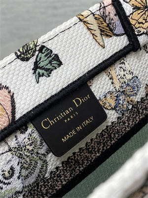 CD Small Book Tote Toile de Jouy Mexico Embroidery White Multicolor