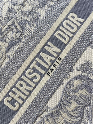 CD Small Book Tote Toile de Jouy Embroidery Ecru and Grey