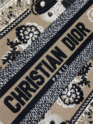 CD Small Book Tote Butterfly Bandana Embroidery Beige Multicolor