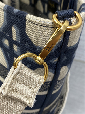 CD Hat Basket Bag Embroidery Beige and Blue Macrocannage Embroidery