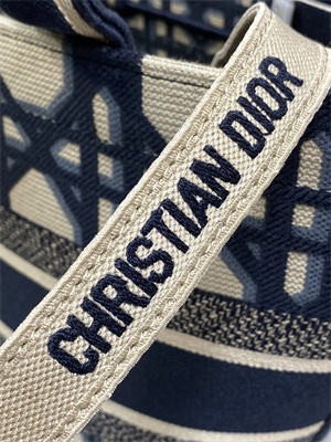 CD Hat Basket Bag Embroidery Beige and Blue Macrocannage Embroidery