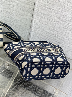 CD Hat Basket Bag Embroidery Beige and Blue Macrocannage Embroidery