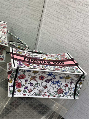 CD Medium Book Tote Florilegio Embroidery Pink Multicolor