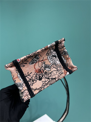 CD Mini Vertical Di.or Book Tote With Strap Jardin Magique Embroidery Pink