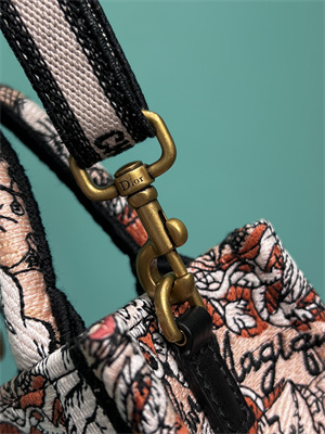 CD Mini Vertical Di.or Book Tote With Strap Jardin Magique Embroidery Pink