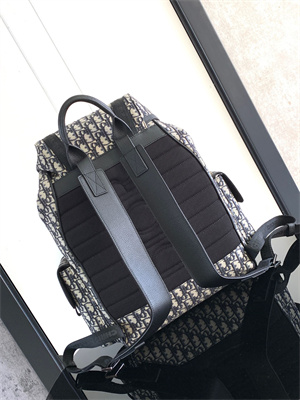 Large Di.or Hit The Road Backpack Beige and Black Oblique Jacquard