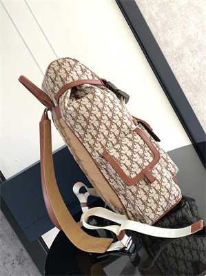 Large Di.or X Cactus Jack Hit The Road Backpack Brown Oblique Jacquard