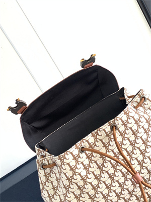 Large Di.or X Cactus Jack Hit The Road Backpack Brown Oblique Jacquard