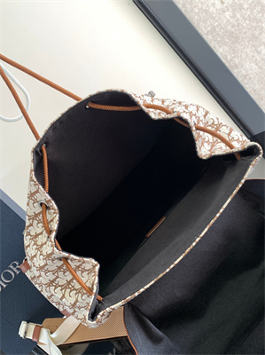 Large Di.or X Cactus Jack Hit The Road Backpack Brown Oblique Jacquard