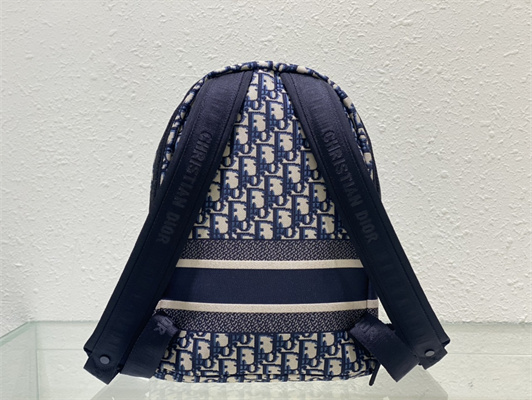 Di.or Small Travel Backpack Blue Oblique Jacquard