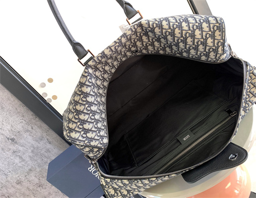 Di.or Lingot 50 Travel Bag Beige and Black Oblique Jacquard