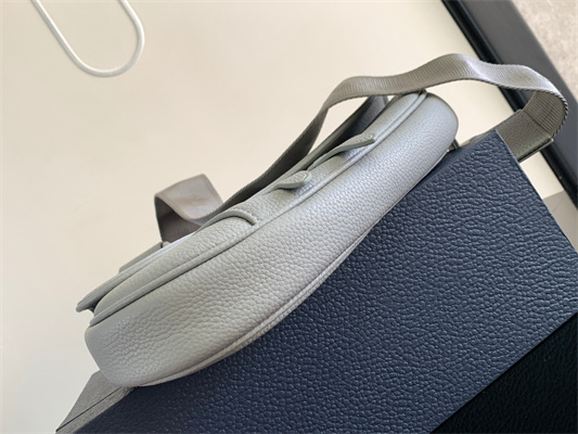 Di.or Saddle Bag Grey Grained Calfskin With Di.or Printing
