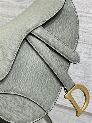 CD Mini Saddle Bag Grained Calfskin Stone Grey Color