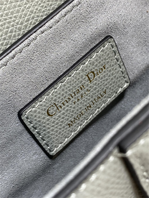 CD Mini Saddle Bag Grained Calfskin Stone Grey Color