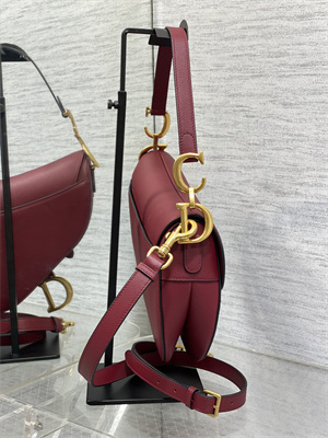 CD Saddle Bag Grained Calfskin Wine Color