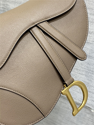 CD Saddle Bag Grained Calfskin Warm Taupe Color