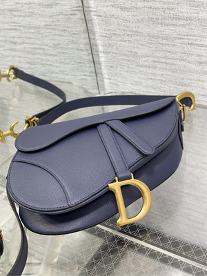 CD Saddle Bag Grained Calfskin Indigo Blue Color