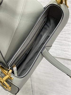 CD Saddle Bag Grained Calfskin Stone Grey Color