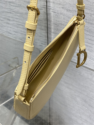 CD Saddle Shoulder Pouch Goatskin Pastel Yellow Color