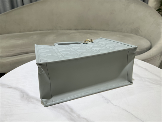 CD Medium Book Tote With Strap Macrocannage Calfskin Grey