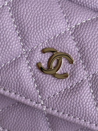 Cha.nel Mini Backpack Grained Calfskin Gold-Tone Metal Purple AP3753