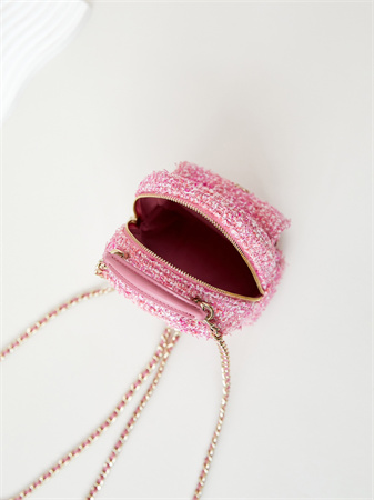 Cha.nel Mini Backpack Tweed Gold-Tone Metal Pink AP3753