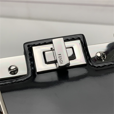 Fen.di Peekaboo Cut Petite Leather Bag Black Color