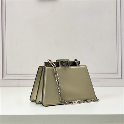 Fen.di Peekaboo Cut Petite Leather Bag Pale Green Color