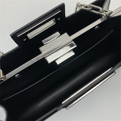 Fen.di Peekaboo Cut Medium Leather Bag Black Color